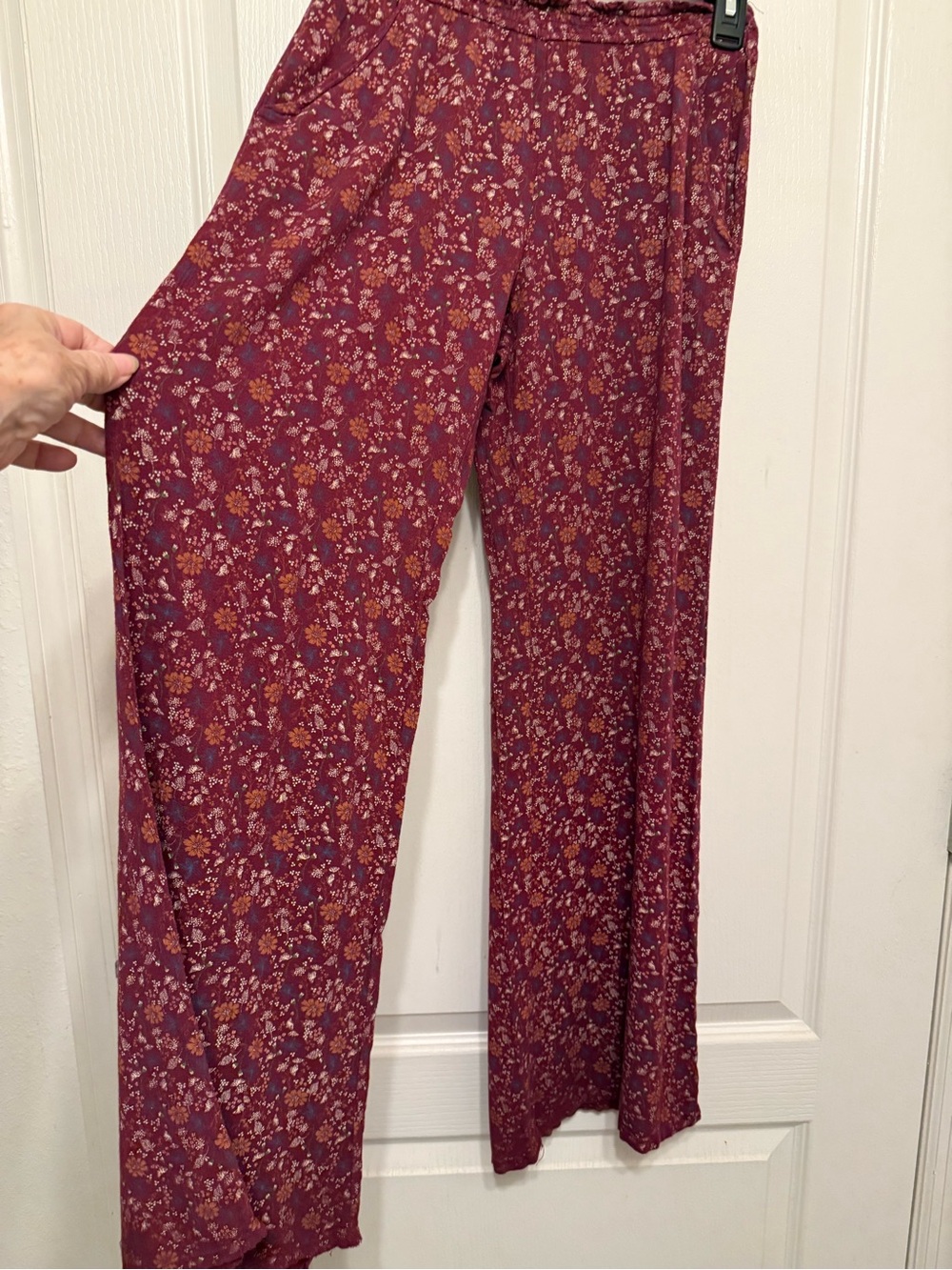 Mossimo Wide Leg Palazzo Pants Womens XS Maroon Burgundy Floral Boho Cottagecore